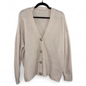 American Eagle Beige Button Front Cardigan Sweater Women’s Large L Neutral Knit